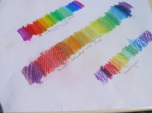 pastels and wax crayons